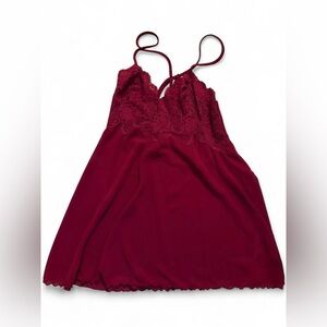 Victoria’s Secret Red Lace Babydoll Slip Dress Lingerie Size Small